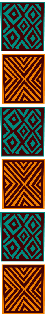 Vertical blue and orange geometric pattern