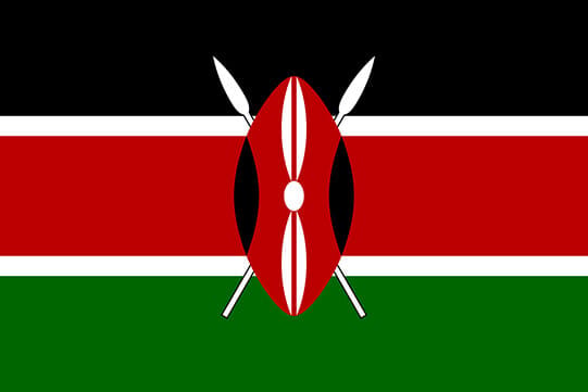Kenya national flag with black red green stripes